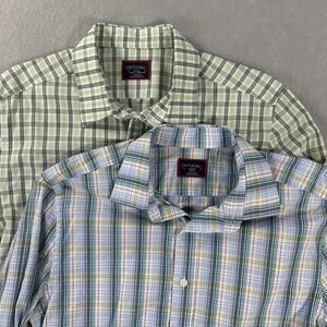 Untuckit Men’s Small Slim Fit Lot Of 2 Long Sleeve Button Down Green Plaid Combo
